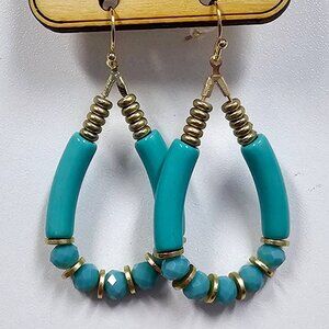 Turquoise Tube Beaded Earrings